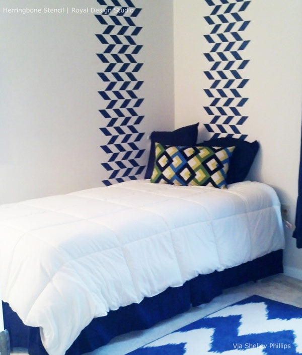 Herringbone Pattern Wall Stencils