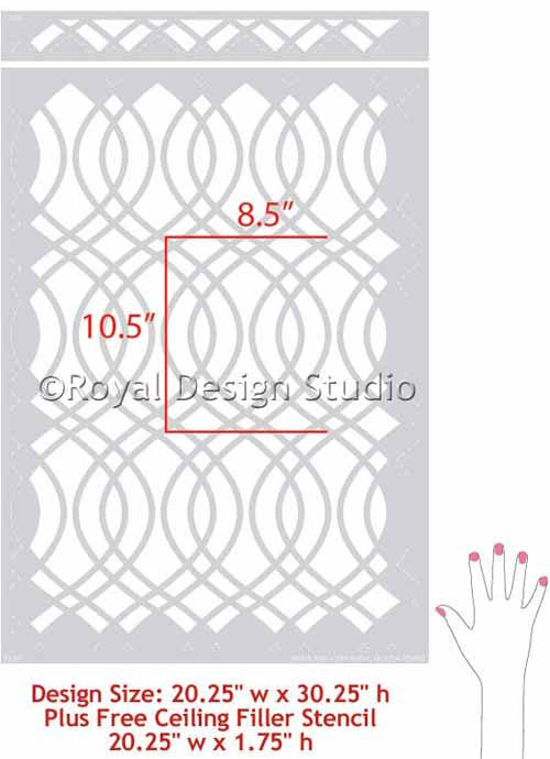 Teardrop Trellis Modern or Retro Wall Stencils - Royal Design Studio