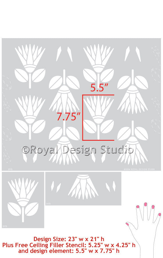 African Flower Stencils for Tribal Print Inspired Home Decor - Royal Design Studio