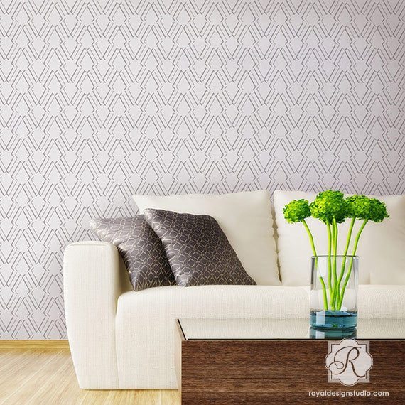 Arrow Outline Wall Stencils for Painting Living Room or Bedroom Walls with Tribal Pattern
