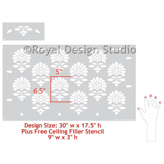 Turkish and Indian DIY Wallpaper Flower Stencils by Royal Design Studio Stencils