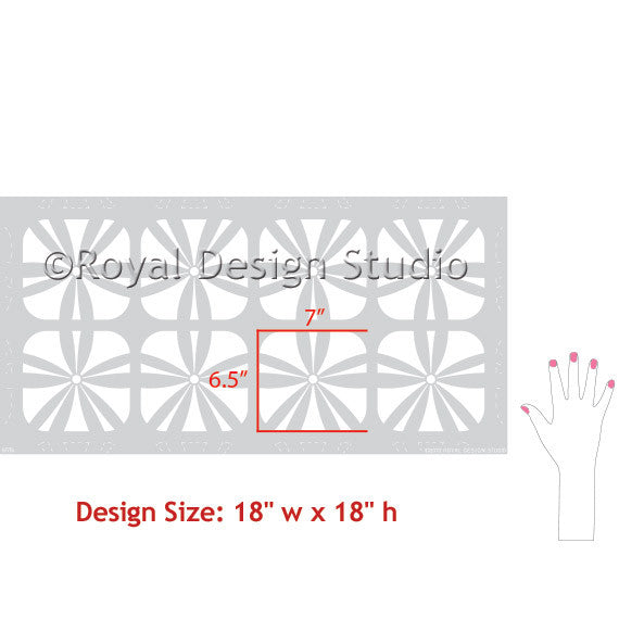 Modern and Geometric Patterns - Flower Wall Stencils for Painting and DIY Decor - Royal Design Studio