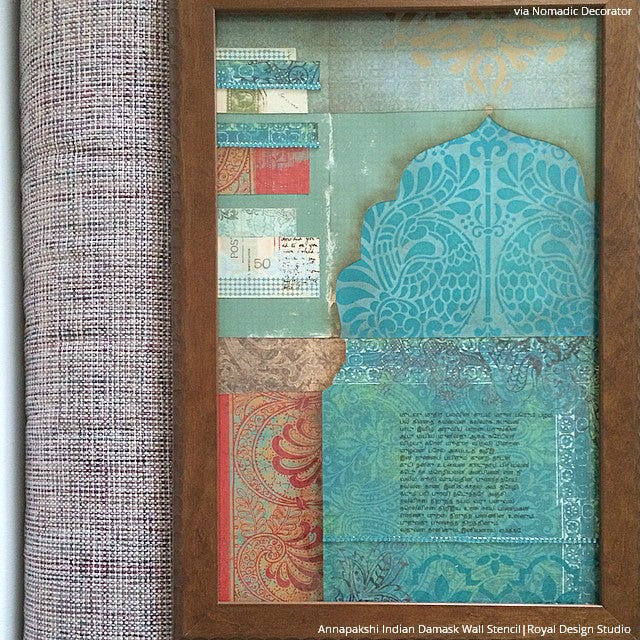 Annapakshi Indian Damask Wall Stencil