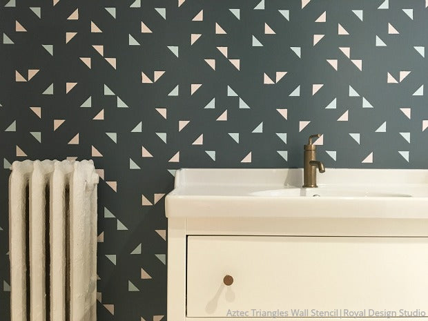 Aztec Triangles Raven + Lily Wall Stencil