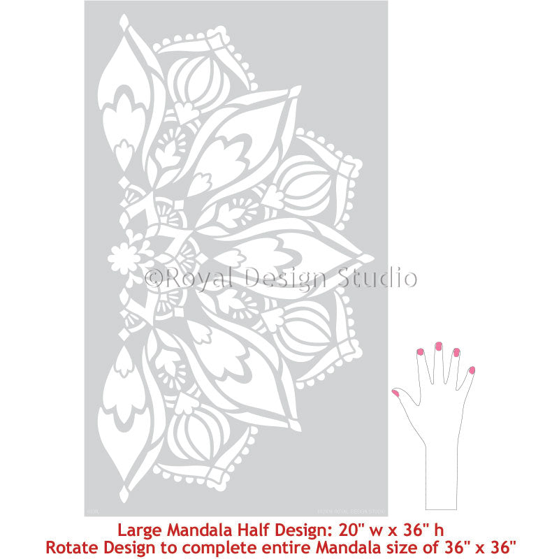 Large Mandala Wall Stickers and Wall Stencils for Decorating Bohemain Style Room Decor - Royal Design Studio Stencils