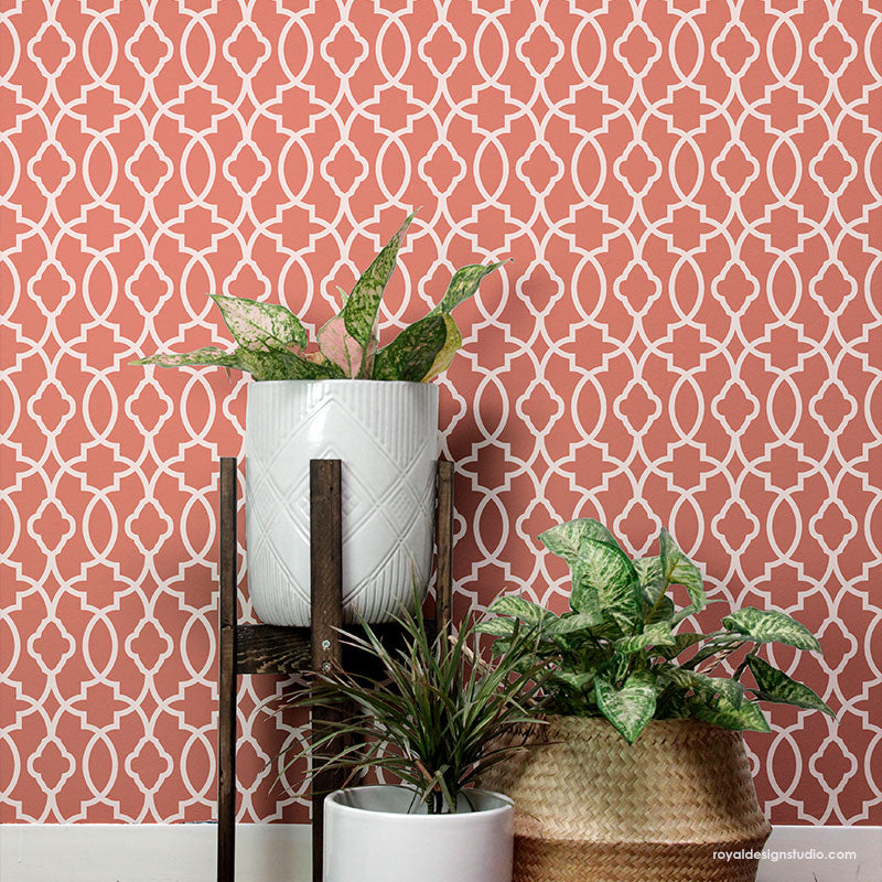 Moroccan Trellis Wallpaper Wall Stencil - Paint Stencil for DIY Wall Decor - Royal Design Studio Wall Stencils for Do It Yourself Decorating