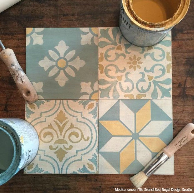 Chalk Paint Painted Tile Stencils for DIY Decorating - Royal Design Studio