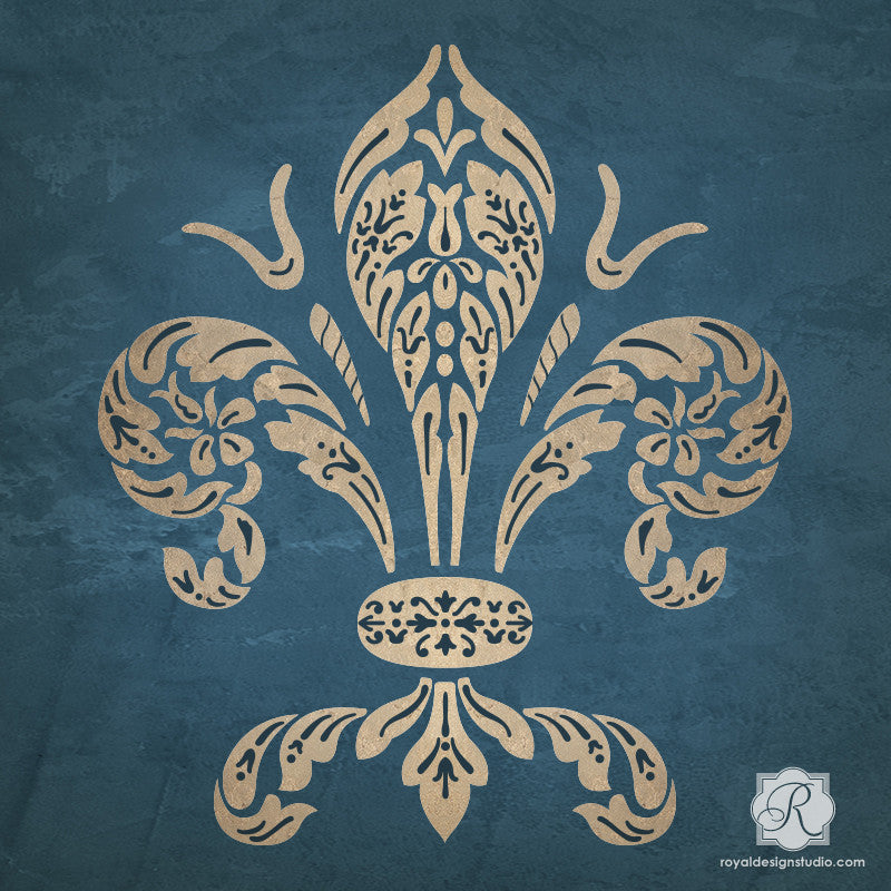 Large Wall Art Stencils - Fleur de Lis European Decor - Royal Design Studio