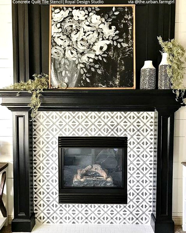 Concrete Quilt Tile Stencil