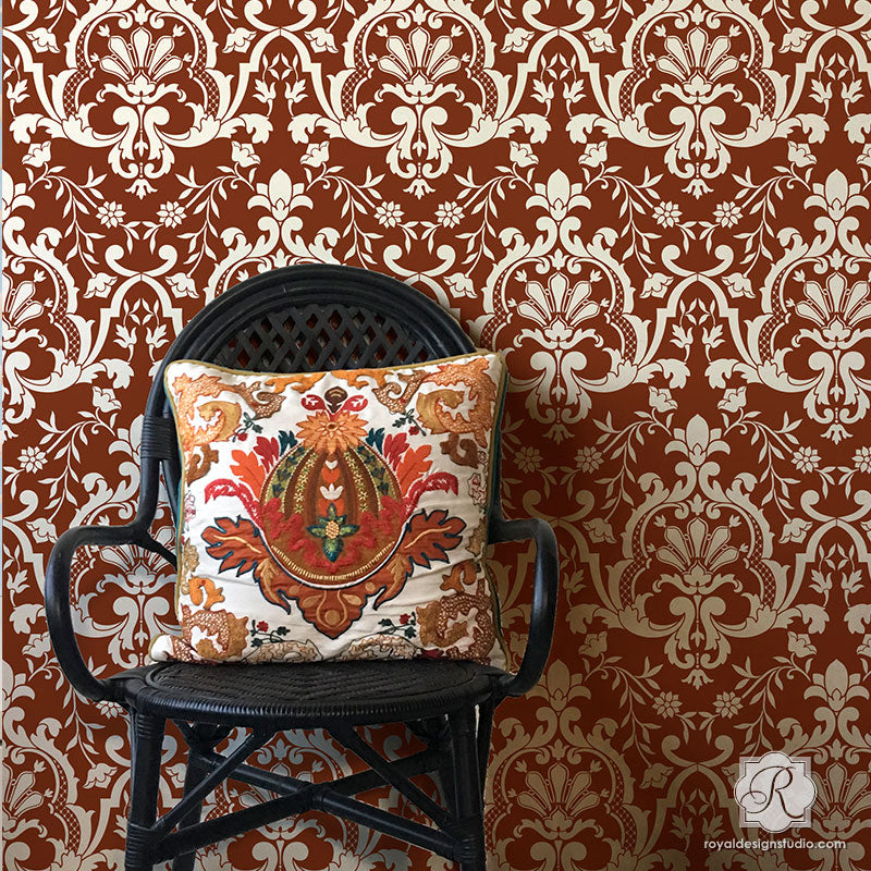 Custom Wallpaper Designs Painting Bohemian Turkish Wall Stencils - Royal Design Studio