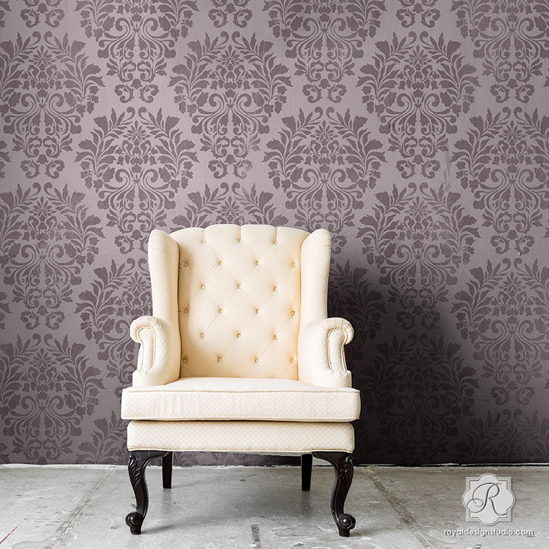 Fabric Damask Wall Stencil