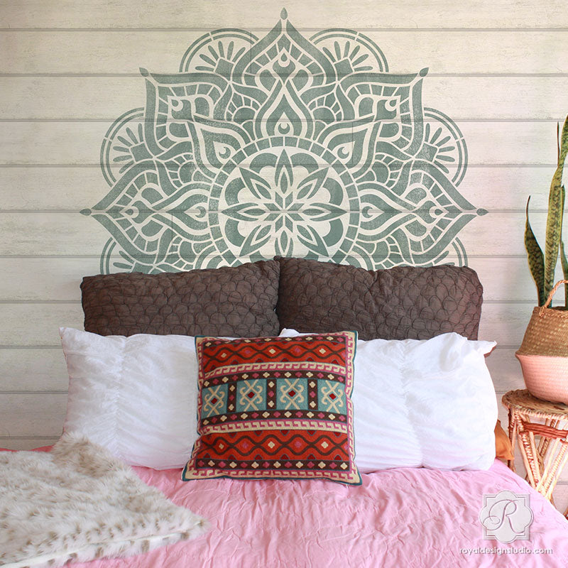 Reclaimed Upcycled Wood Decor - Painting Boho Chic Mandala Stencils DIY Project - Royal Design Studio Stencils-G