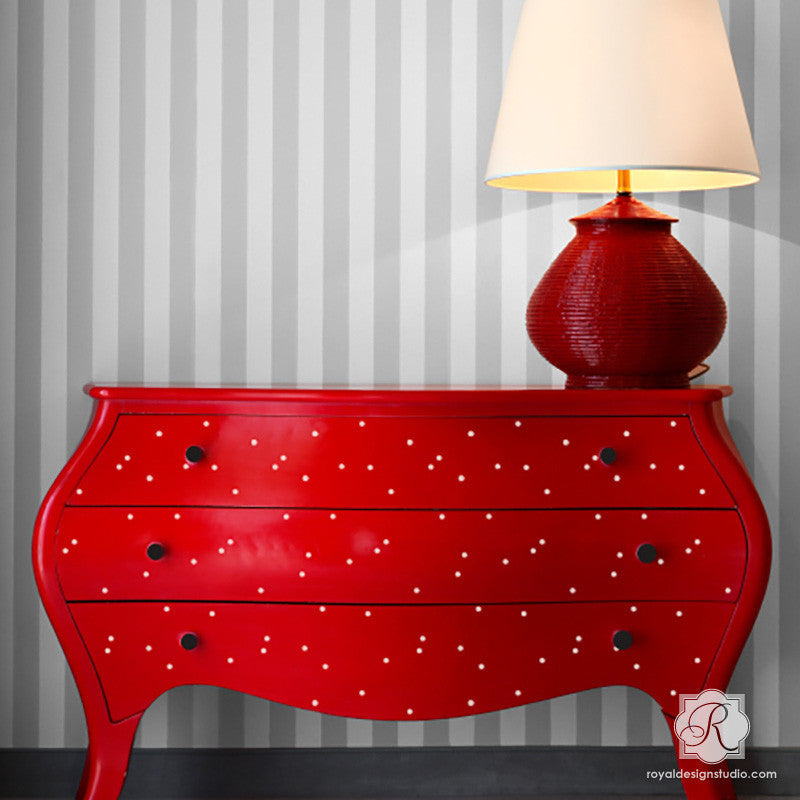 Modern Polka Dot Pattern - Designer Furniture Stencils for Cute Nursery Decor and Painted Furniture