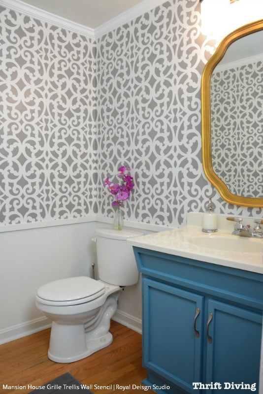 Modern Contemporary Trellis Wall Stencils for Painting - Royal Design Studio