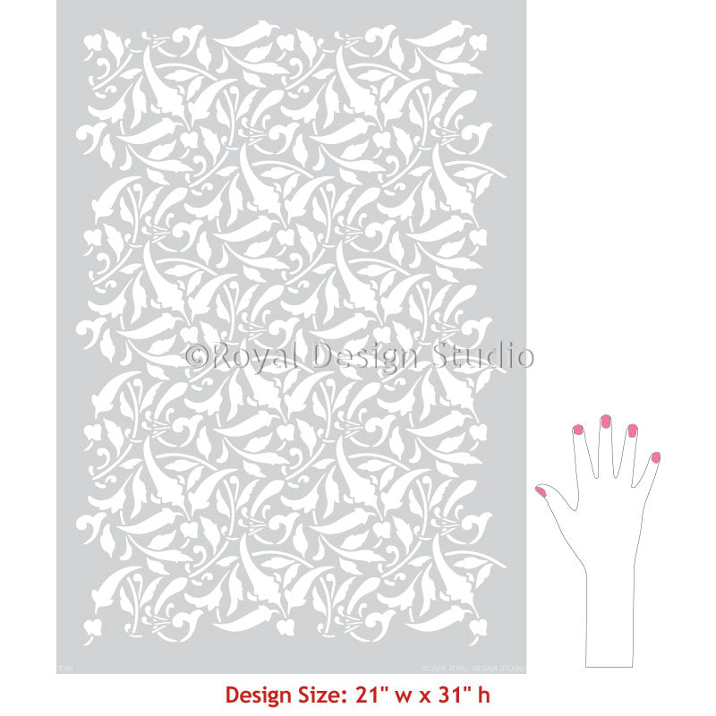 Wall Painting Stencils for Custom Home Decor - Interlacing Leaves Wall Stencil - Royal Design Studio