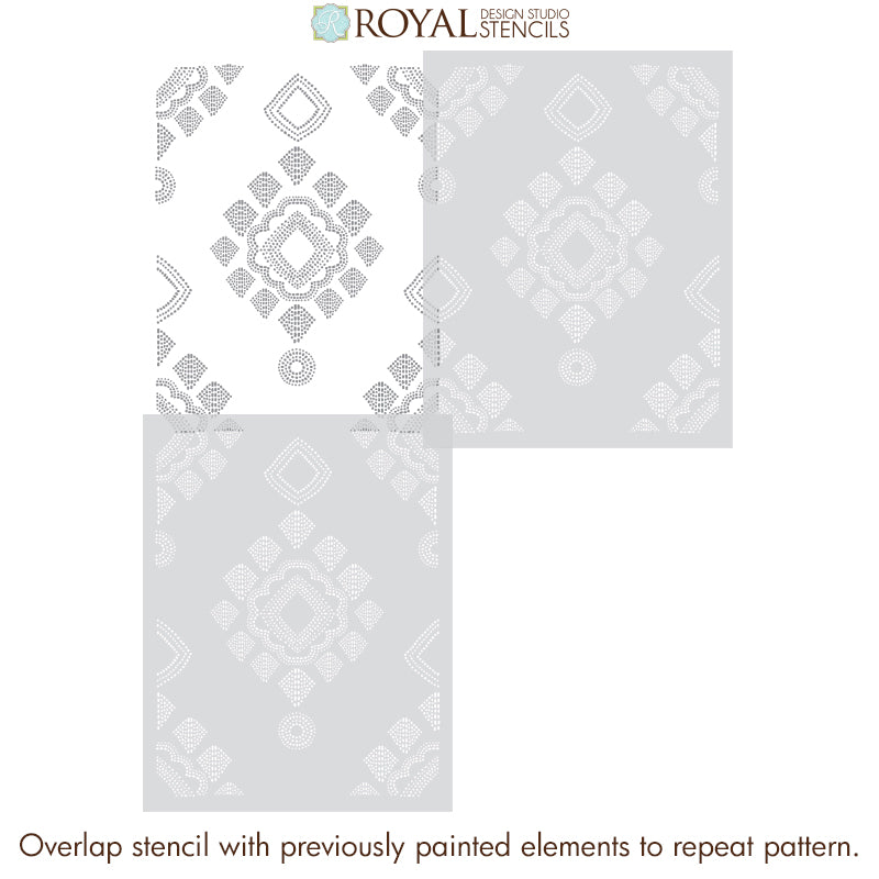 Large Stencils - Damask Lace Wallpaper Wall Design - Bohemian Stencils - Royal Design Studio Wall Stencils
