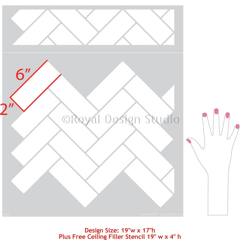 Faux Subway Tiled Wall Stencils DIY Project Idea - Royal Design Studio Wall Patterns