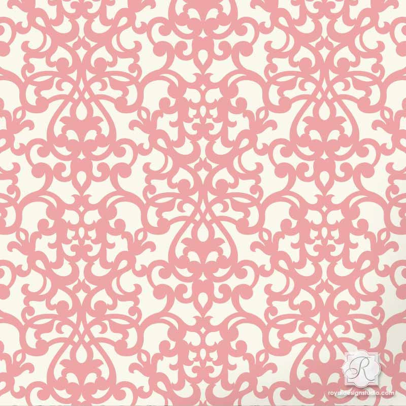 Elegant DIY Craft Projects for Classic Home Decor - Donatella Damask Craft Stencils - Royal Design Studio