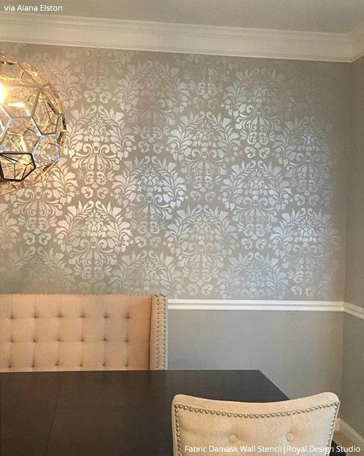 Fabric Damask Wall Stencil