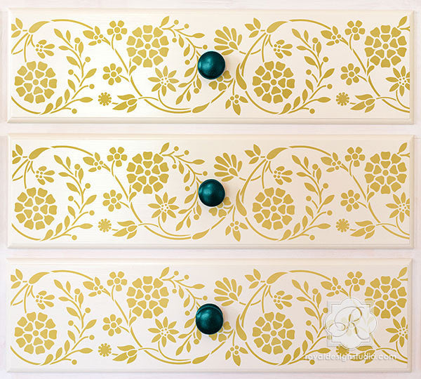 Flower Border Stencil by Royal Design Studio Wall Stencils