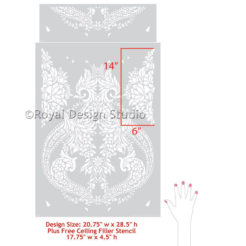 Victorian Design with Flowers - Damask Wall Stencils for Elegant DIY Home Decor