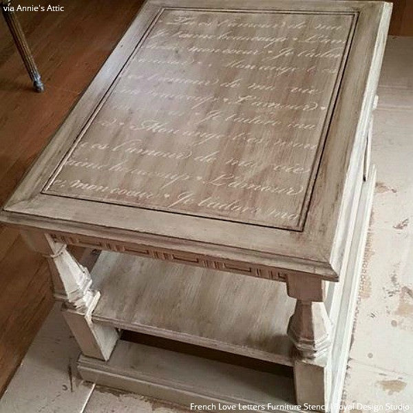 Decorating Furniture with French Love Letters Stencils - Royal Design Studio
