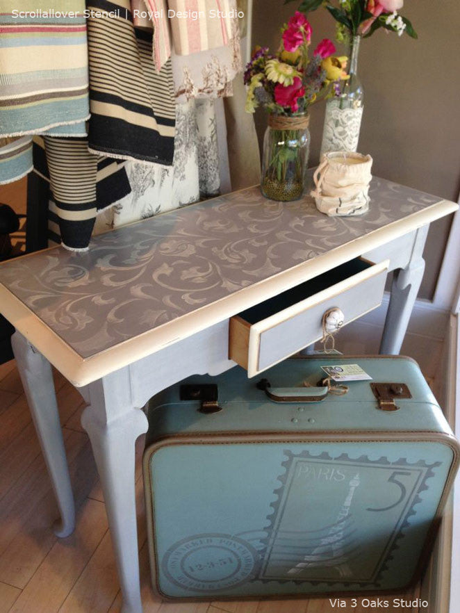 Vine and Leaves Scroll Allover Painted Furniture Stencils - Royal Design Studio and Chalk Paint Ideas