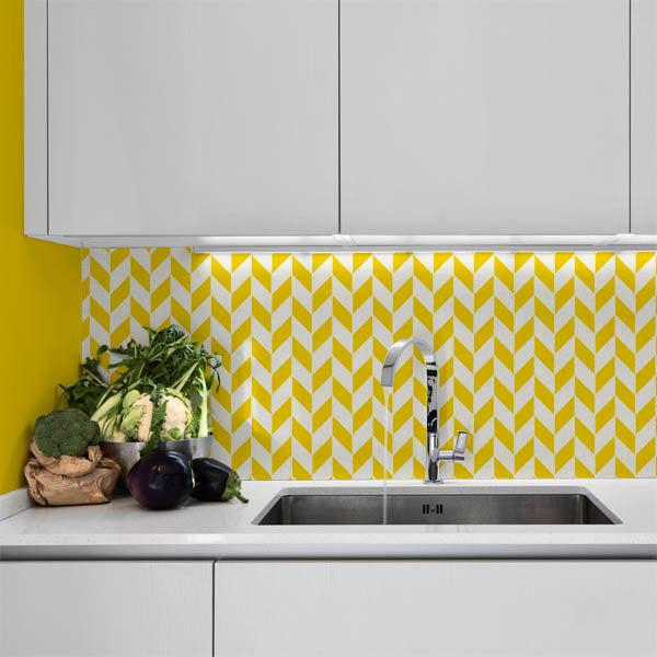 Herringbone pattern stencil for furniture