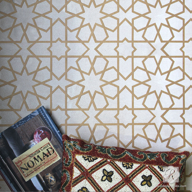 Moroccan stencils for walls. Beautiful wall stencils, geometric stencils  for DIY decor
