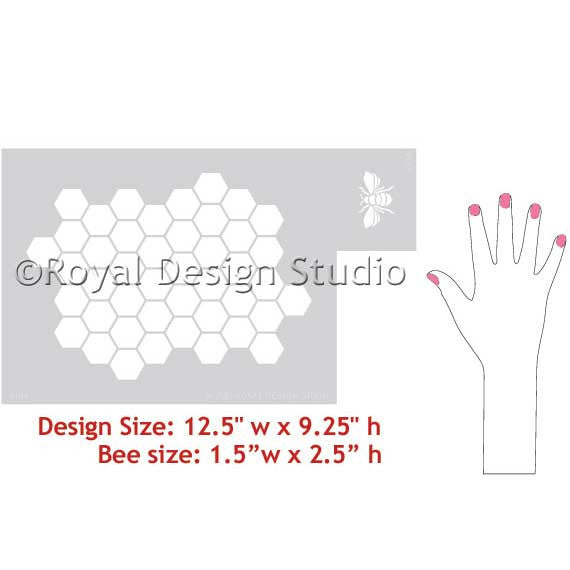 DIY Project ideas - cute bee stencil with honeycomb pattern for nursery decor or kids room decor - Royal Design Studio