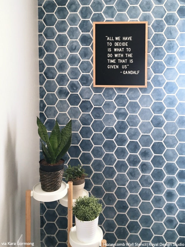 Honeycomb Hexagon Tiles Wall Stencil