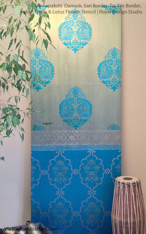 Decorate Walls with Exotic Patterns - Taj Floral Indian Tile Border Stencil by Royal Design Studio Stencils