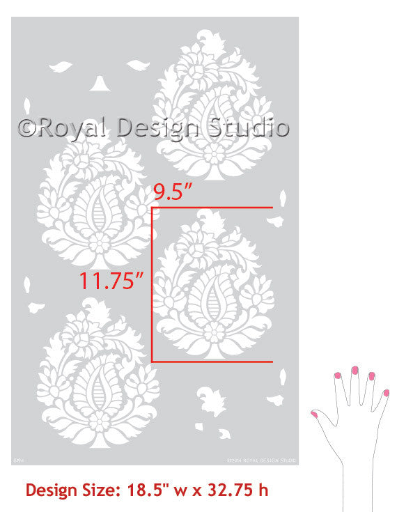 Rani Paisley Indian Damask Wall Stencil