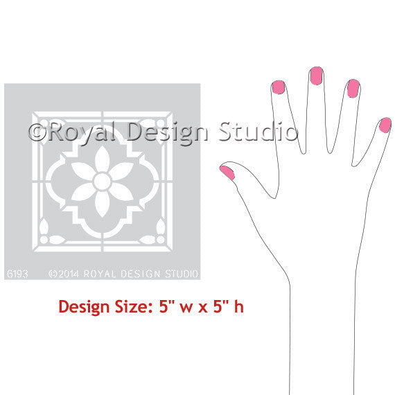 Indian Floral Tile Corner Motif Stencil by Royal Design Studio Stencils