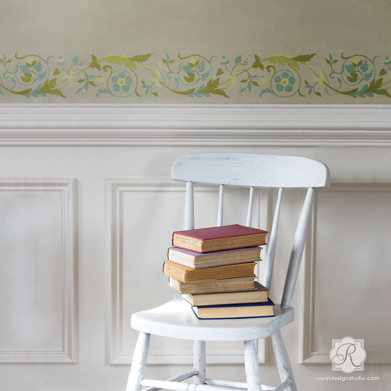 Paint a DIY border on walls with Italian border stencils - Royal Design Studio