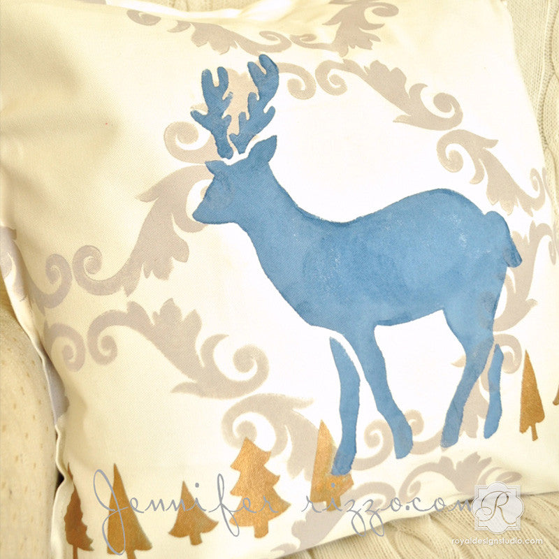 Christmas & Holiday Reindeer Crafting DIY Project - Fabric and Furniture Stencils