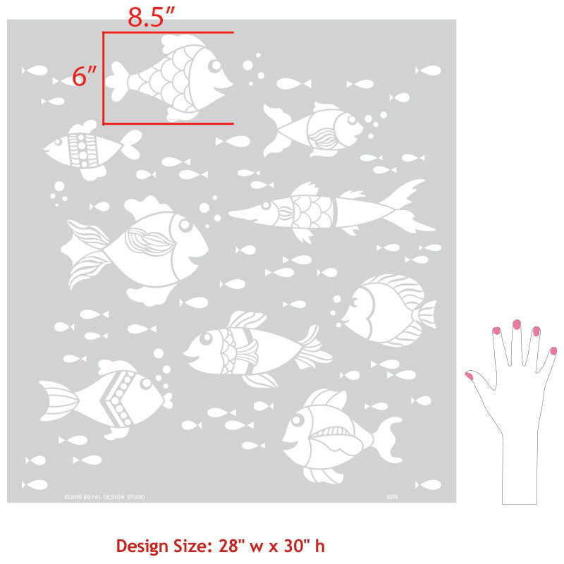 Custom Wall Art Fish Stencils for Painting Nursery Decor - Royal Design Studio