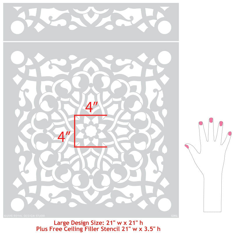 Large Painted Wall Mural DIY - Zahara Moroccan Wall Stencils - Royal Design Studio