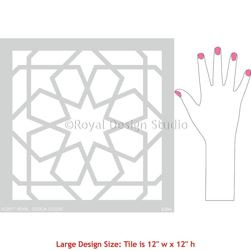 Geometric Patterns for Painting Moroccan Tiles Stencils on Floor or Wall Decor - Royal Design Studio