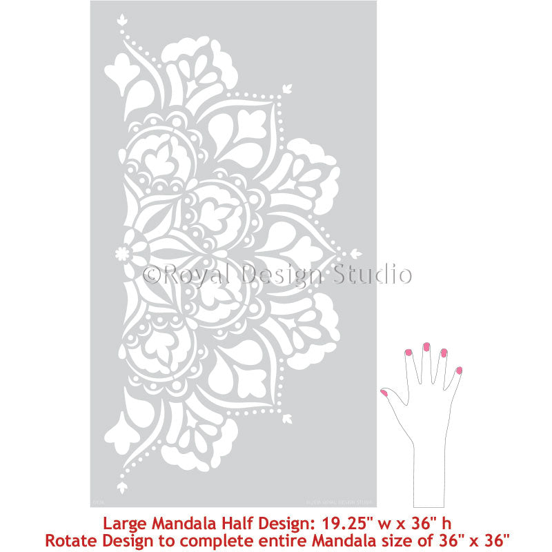 Large Mandala Wall Stickers and Wall Stencils for Decorating Bohemain Style Room Decor - Royal Design Studio Stencils