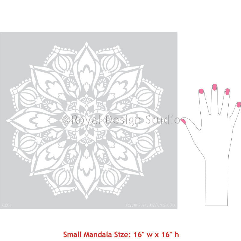 Easy and Affordable Dorm Decor Ideas - Indian Boho Mandala Wall Art Stencils - Royal Design Studio
