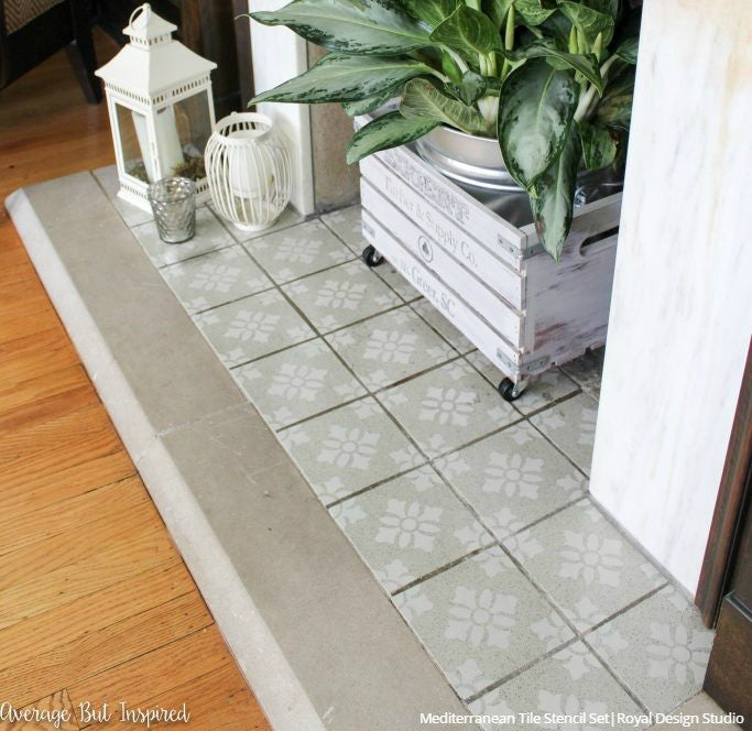 Faux Tile Painted Floors - Mediterranean Tiles Stencils - Royal Design Studio