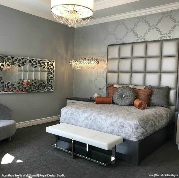 Acanthus Trellis Wall Stencil - Royal Design Studio Stencils