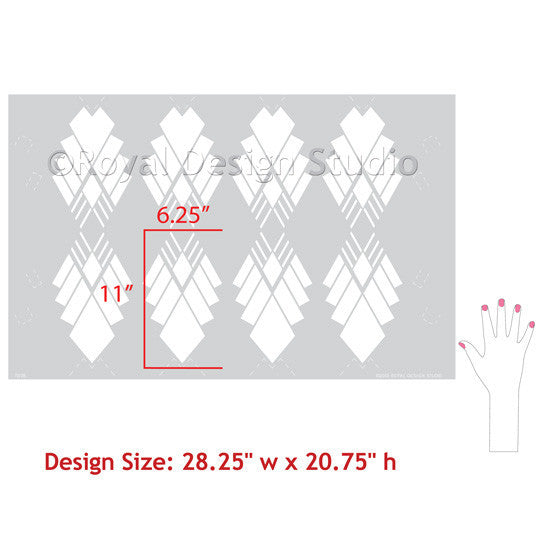 Art Deco Diamond Allover Stencil for Walls. Raven + Lily Stencils | Royal Design Studio