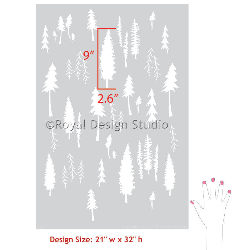 Tree Forest Wall Stencils - DIY Rustic Room Decor - Designer Bonnie Christine Patterns for Royal Design Studio