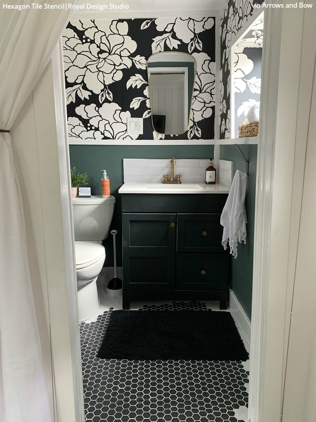 Hexagon Tile Floor Stencil