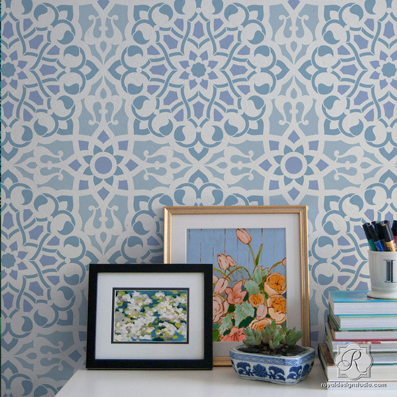 Modern Geometric Wall Decor Art - Zahara Moroccan Wall Stencils - Royal Design Studio