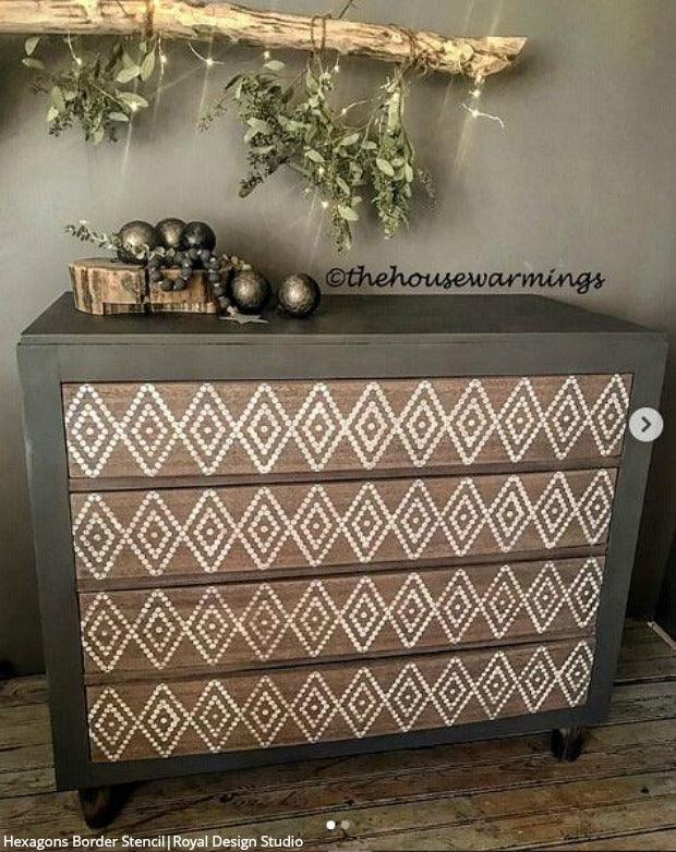 Hexagons Border Moroccan Stencil