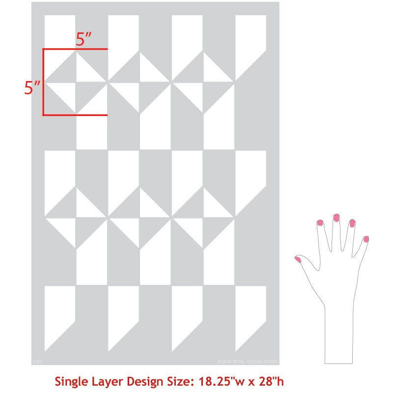 Faux Tiled Floor or Wallpaper Pattern - Calypso Tiles Allover Stencils for Painting - Royal Design Studio