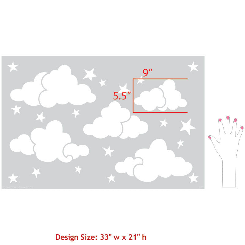 Clouds Sky Stars Boys Room Nursery Wall Stencils - Royal Design Studio